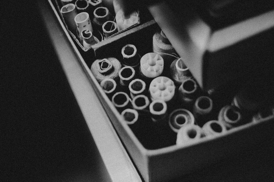 Strips of photographic film negatives laid out on a light box